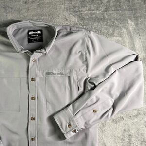 Benelli Performance Ventilated Mens Med Gray Long Sleeve Button Up